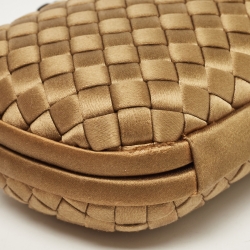 Pre Owned Bottega Veneta Brown Intrecciato Satin Knot Clutch