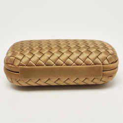 Pre Owned Bottega Veneta Brown Intrecciato Satin Knot Clutch