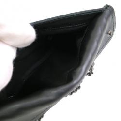 Pre Owned Bottega Veneta Black and Gold Intrecciomirage Leather Chain Shoulder Bag