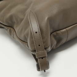 Bottega Veneta Grey Intrecciato Leather Drawstring Flap Bakcpack