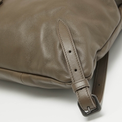 Bottega Veneta Grey Intrecciato Leather Drawstring Flap Bakcpack