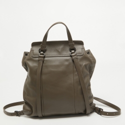 Bottega Veneta Grey Intrecciato Leather Drawstring Flap Bakcpack