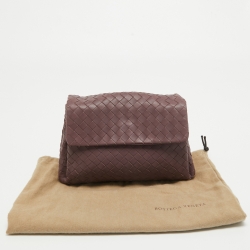 Pre Owned Bottega Veneta Purple Intrecciato Leather Flap Clutch