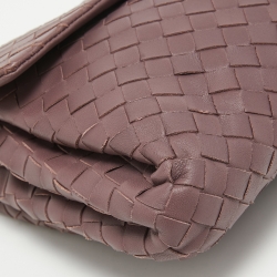 Pre Owned Bottega Veneta Purple Intrecciato Leather Flap Clutch