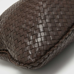 Pre Owned Bottega Veneta Dark Brown Intrecciato Leather Large Veneta Hobo