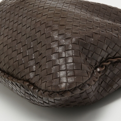 Pre Owned Bottega Veneta Dark Brown Intrecciato Leather Large Veneta Hobo