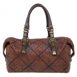 Pre Owned Bottega Veneta Orange Leather Boston Bag