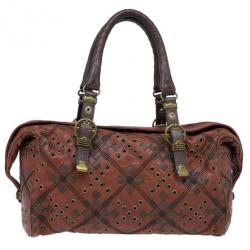 Pre Owned Bottega Veneta Orange Leather Boston Bag