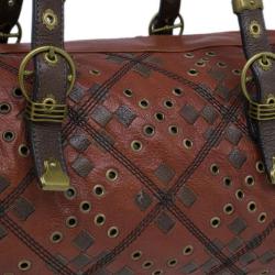 Pre Owned Bottega Veneta Orange Leather Boston Bag