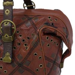 Pre Owned Bottega Veneta Orange Leather Boston Bag