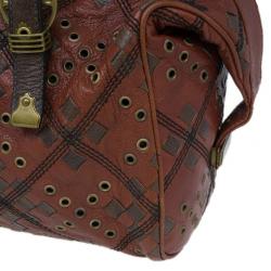 Pre Owned Bottega Veneta Orange Leather Boston Bag