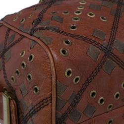 Pre Owned Bottega Veneta Orange Leather Boston Bag