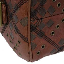 Pre Owned Bottega Veneta Orange Leather Boston Bag