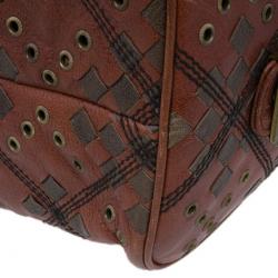 Pre Owned Bottega Veneta Orange Leather Boston Bag