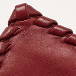 Pre Owned Bottega Veneta Dark Red Intrecciato Leather Small Olimpia Shoulder Bag