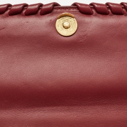 Pre Owned Bottega Veneta Dark Red Intrecciato Leather Small Olimpia Shoulder Bag