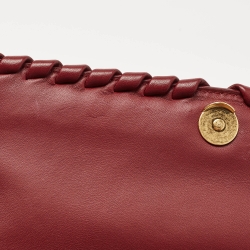 Pre Owned Bottega Veneta Dark Red Intrecciato Leather Small Olimpia Shoulder Bag