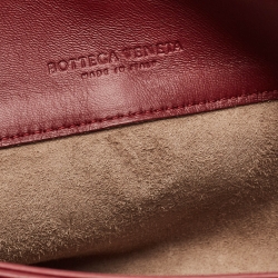 Pre Owned Bottega Veneta Dark Red Intrecciato Leather Small Olimpia Shoulder Bag
