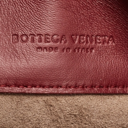 Pre Owned Bottega Veneta Dark Red Intrecciato Leather Small Olimpia Shoulder Bag