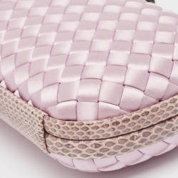 Bottega Veneta Lavender Intrecciato Satin and Watersnake Leather Knot Long Clutch