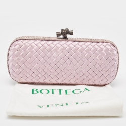 Bottega Veneta Lavender Intrecciato Satin and Watersnake Leather Knot Long Clutch