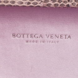 Bottega Veneta Lavender Intrecciato Satin and Watersnake Leather Knot Long Clutch