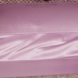 Bottega Veneta Lavender Intrecciato Satin and Watersnake Leather Knot Long Clutch