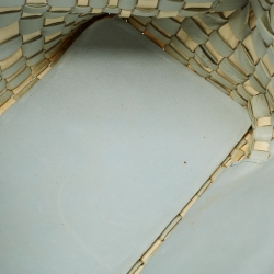 Pre Owned Bottega Veneta Light Blue/White Intrecciato Leather Tote