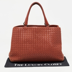 Pre Owned Bottega Veneta Brick Brown Intrecciato Leather Tote