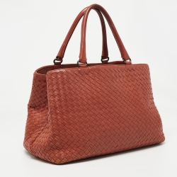 Pre Owned Bottega Veneta Brick Brown Intrecciato Leather Tote
