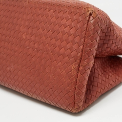 Pre Owned Bottega Veneta Brick Brown Intrecciato Leather Tote