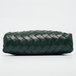 Pre Owned Bottega Veneta Green Intrecciato Leather Mini The Pouch Bag