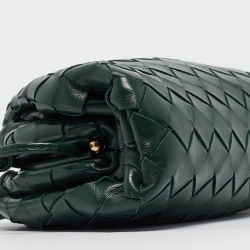 Pre Owned Bottega Veneta Green Intrecciato Leather Mini The Pouch Bag