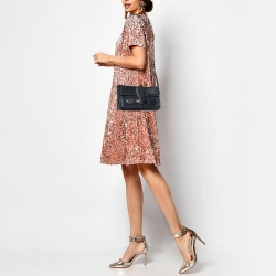 Pre Owned Bottega Veneta Blue/Black Suede and Leather Rialto Shoulder Bag