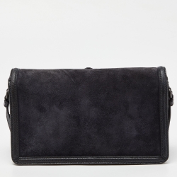 Pre Owned Bottega Veneta Blue/Black Suede and Leather Rialto Shoulder Bag