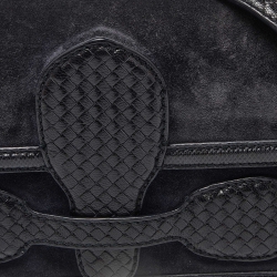 Pre Owned Bottega Veneta Blue/Black Suede and Leather Rialto Shoulder Bag