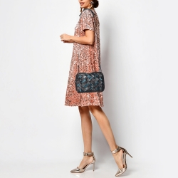 Pre Owned Bottega Veneta Metallic Intrecciato Leather Nodini Crossbody Bag