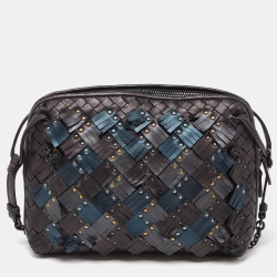 Pre Owned Bottega Veneta Metallic Intrecciato Leather Nodini Crossbody Bag