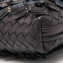 Pre Owned Bottega Veneta Metallic Intrecciato Leather Nodini Crossbody Bag
