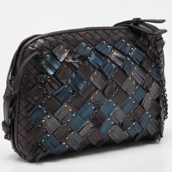 Pre Owned Bottega Veneta Metallic Intrecciato Leather Nodini Crossbody Bag