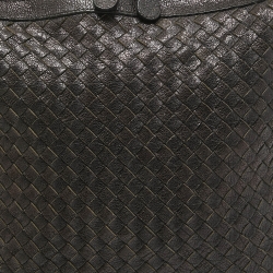Pre Owned Bottega Veneta Black Shimmer Intrecciato Leather Buckle Detail Hobo