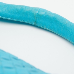 Pre Owned Bottega Veneta Light Blue Intrecciato Leather Large Veneta Hobo