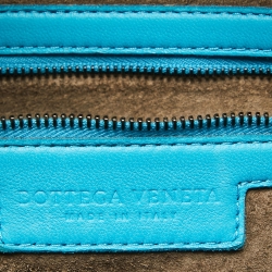 Pre Owned Bottega Veneta Light Blue Intrecciato Leather Large Veneta Hobo