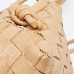 Pre Owned Bottega Veneta Beige Intrecciato Leather Mini Loop Camera Crossbody Bag