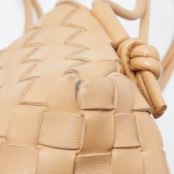 Pre Owned Bottega Veneta Beige Intrecciato Leather Mini Loop Camera Crossbody Bag