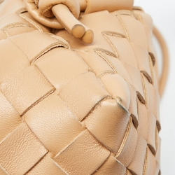 Pre Owned Bottega Veneta Beige Intrecciato Leather Mini Loop Camera Crossbody Bag