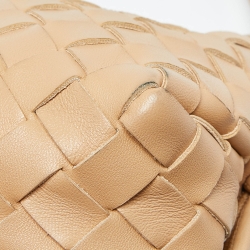 Pre Owned Bottega Veneta Beige Intrecciato Leather Mini Loop Camera Crossbody Bag