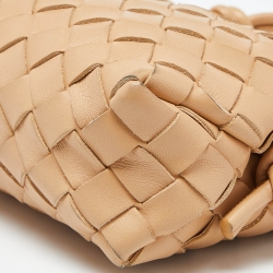Pre Owned Bottega Veneta Beige Intrecciato Leather Mini Loop Camera Crossbody Bag
