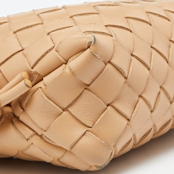 Pre Owned Bottega Veneta Beige Intrecciato Leather Mini Loop Camera Crossbody Bag