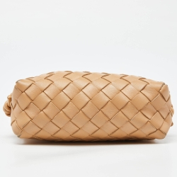Pre Owned Bottega Veneta Beige Intrecciato Leather Mini Loop Camera Crossbody Bag